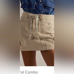 We The Free Neutral Combo Mini Skirt with Branded Tie